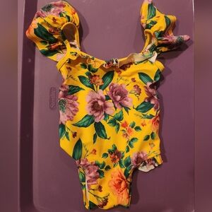 Janie and Jack Yellow Floral Swimsuit